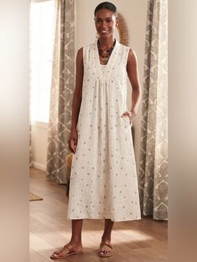 World Market Sleeveless Boho Cotton Geometric Print Midi Dress S/M